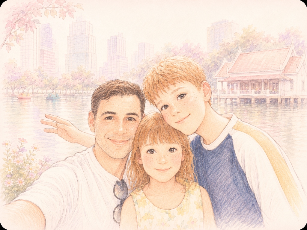Polina with her Dad and Brother — the Happy 4 Free family